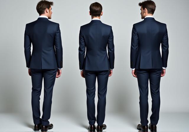 A variety of men's suit silhouettes reflecting different fit styles