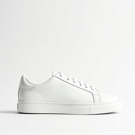 Minimalist clean white leather sneakers